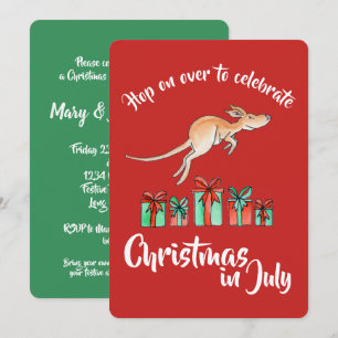Kerstmis in juli feest kangoeroe hop over kaart