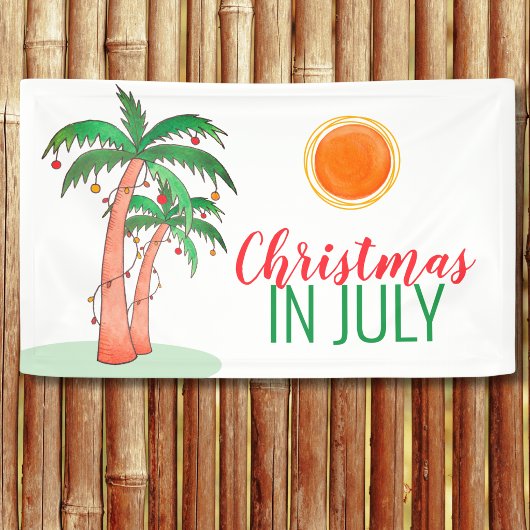 Kerstmis in juli-feest Palmboom Banner