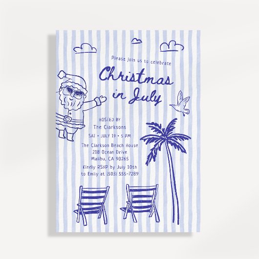 Kerstmis in juli Feest Strand Kerstman Kaart