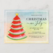 Kerstmis in juli feest Watermeloen Uitnodiging Briefkaart (Voorkant)