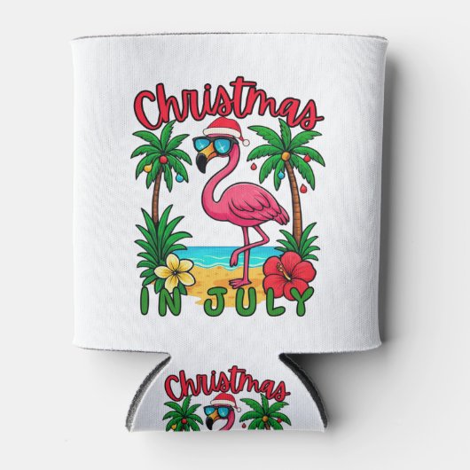 Kerstmis in juli Flamingo Blikjeskoeler (Voorkant)