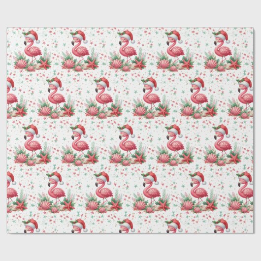 Kerstmis in juli Flamingo Cadeaupapier (Vlak)