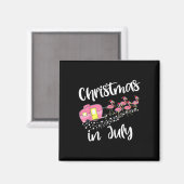 Kerstmis In Juli Flamingo Camping Camper Magneet (Voorkant / Achterkant)