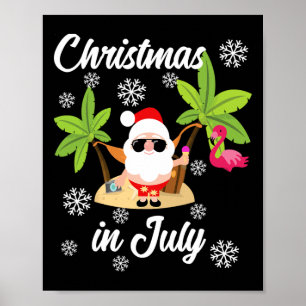 Kerstmis in juli Flamingo en Hawaiaanse minnaar Poster