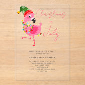 Kerstmis in juli Flamingo Feest Uitnodiging (Voorkant)