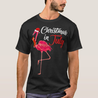 Kerstmis in juli flamingo hallo zomervakantieoord t-shirt