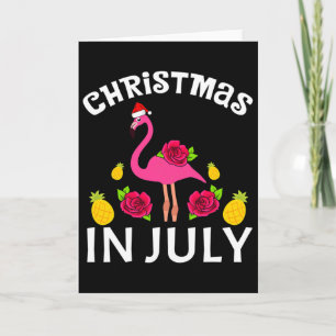 Kerstmis In Juli Flamingo Hawaiaanse Zomer Strand Kaart
