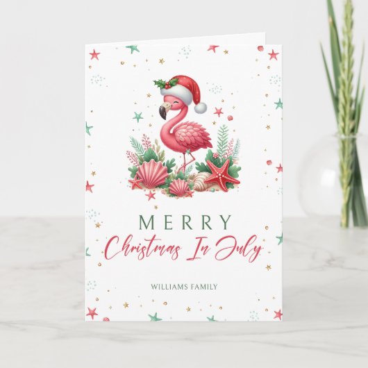 Kerstmis in juli Flamingo Kaart (Voorkant)