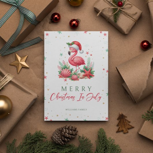 Kerstmis in juli Flamingo Kaart