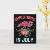 Kerstmis in juli flamingo kaart (Gele Bloem)