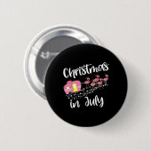 Kerstmis in juli flamingo kampeerder ronde button 5,7 cm (Voorkant /achterkant)