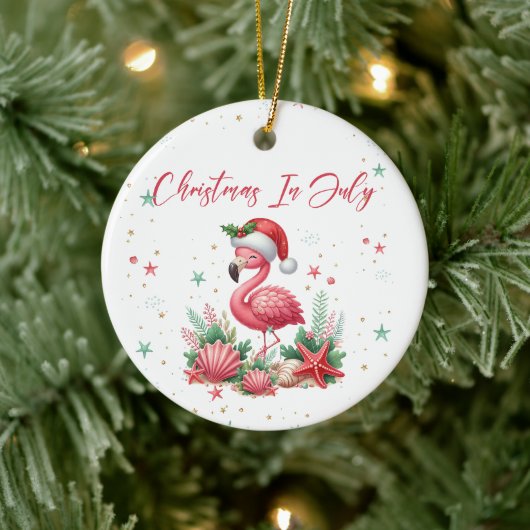 Kerstmis in juli Flamingo Keramisch Ornament (Boom)