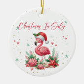 Kerstmis in juli Flamingo Keramisch Ornament (Voorkant)