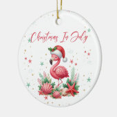 Kerstmis in juli Flamingo Keramisch Ornament (Links)