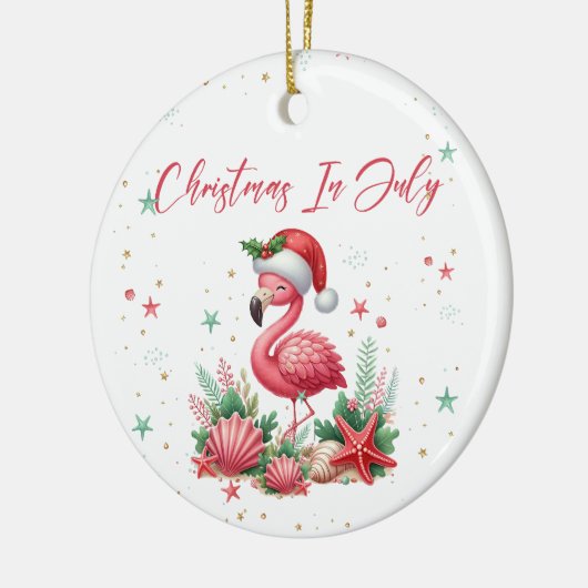 Kerstmis in juli Flamingo Keramisch Ornament (Links)