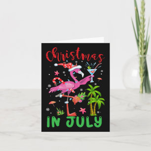 Kerstmis in juli Flamingo Kerstman Zomer Kerstmis Kaart