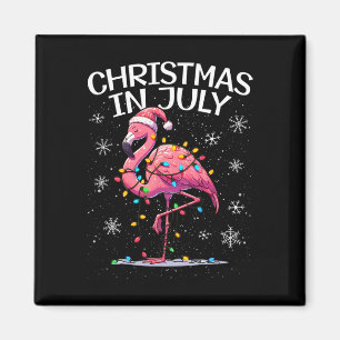 Kerstmis in juli Flamingo Kerstman Zomer Kerstmis Magneet