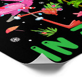 Kerstmis in juli Flamingo Kerstman Zomer Kerstmis  Poster (Hoek)