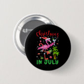 Kerstmis in juli Flamingo Kerstman Zomer Kerstmis  Ronde Button 5,7 Cm (Voorkant /achterkant)