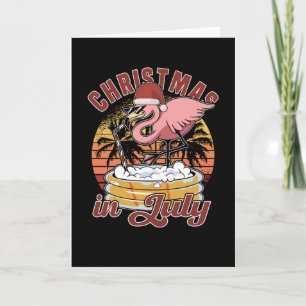 Kerstmis in juli flamingo kerstmis in de zomer kaart