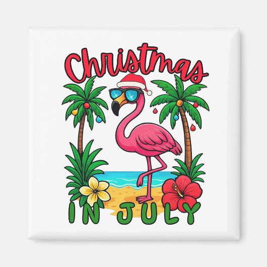 Kerstmis in juli Flamingo Magneet (Voorkant)