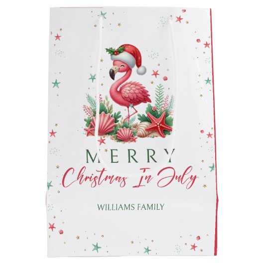 Kerstmis in juli Flamingo Medium Cadeauzakje (Achterkant)