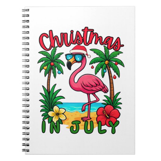 Kerstmis in juli Flamingo Notitieboek (Voorkant)