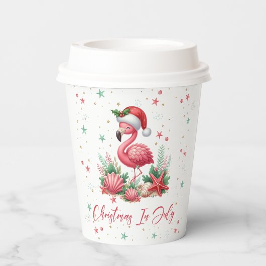 Kerstmis in juli Flamingo Papieren Bekers (Achterkant)