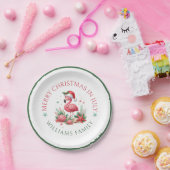 Kerstmis in juli Flamingo Papieren Bordje (Feest)