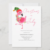 Kerstmis in juli Flamingo Party uitnodiging (Voorkant)