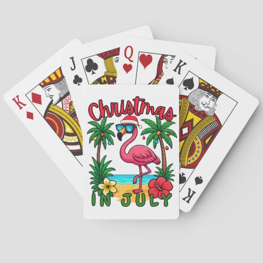 Kerstmis in juli Flamingo Pokerkaarten (Achterkant)