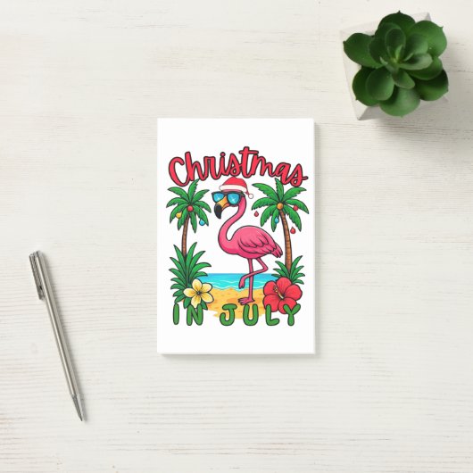 Kerstmis in juli Flamingo Post-it® Notes (Kantoor)