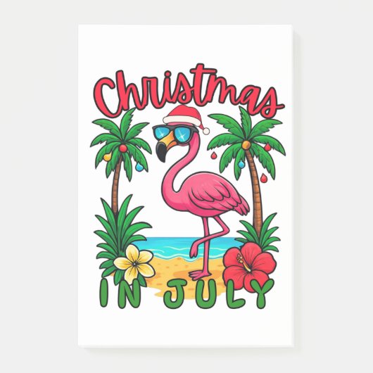 Kerstmis in juli Flamingo Post-it® Notes (Voorkant)