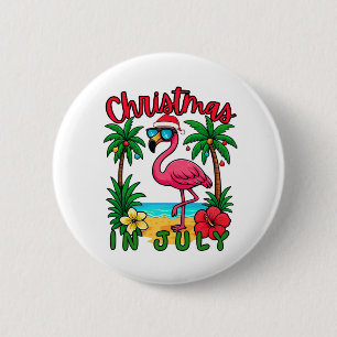 Kerstmis in juli Flamingo Ronde Button 5,7 Cm