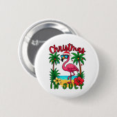 Kerstmis in juli Flamingo Ronde Button 5,7 Cm (Voorkant /achterkant)