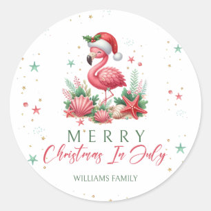 Kerstmis in juli Flamingo Ronde Sticker