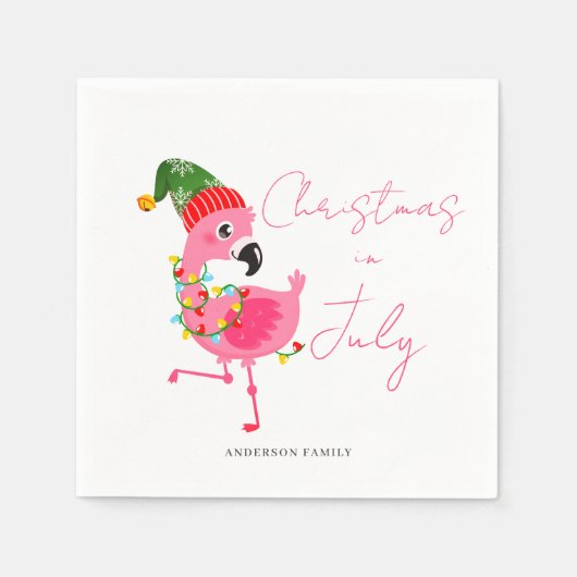 Kerstmis in juli Flamingo Servet (Voorkant)