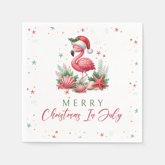 Kerstmis in juli Flamingo Servet (Voorkant)