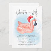 Kerstmis in juli Flamingo Summer Pool Party Uitnod Kaart (Voorkant / Achterkant)