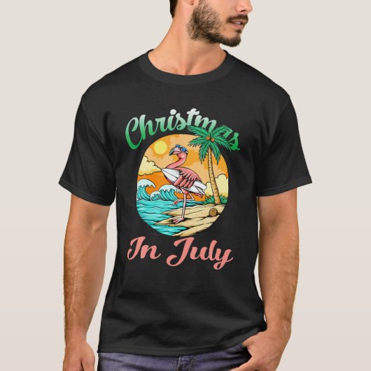 Kerstmis in juli Flamingo SurfSummer T-shirt (Voorkant)