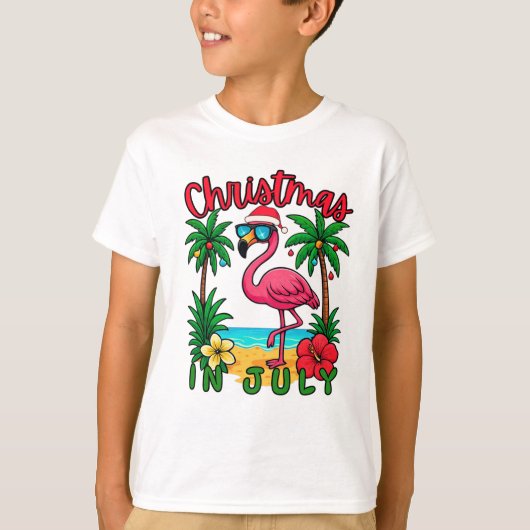 Kerstmis in juli Flamingo T-shirt (Voorkant)