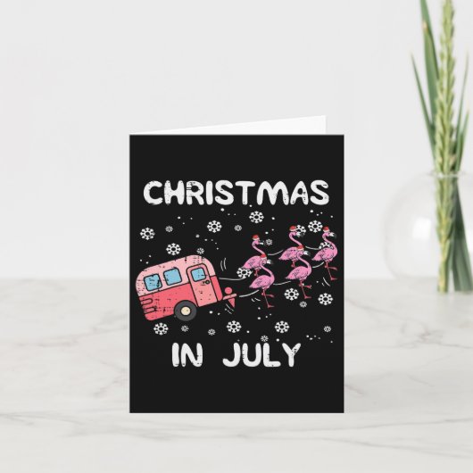 Kerstmis in juli Flamingo Trailer Summer Kam. Kaart (Voorkant)