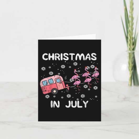Kerstmis in juli Flamingo Trailer Summer Kam. Kaart (Voorkant)