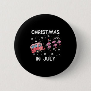 Kerstmis in juli Flamingo Trailer Summer Kam. Ronde Button 5,7 Cm