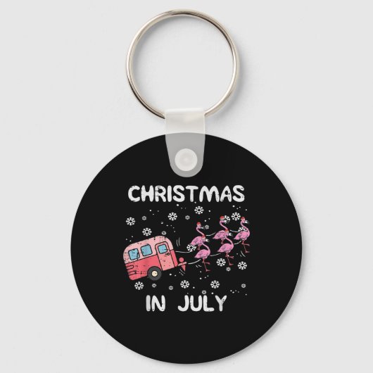 Kerstmis in juli Flamingo Trailer Summer Kam. Sleutelhanger (Voorkant)