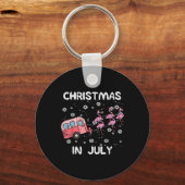 Kerstmis in juli Flamingo Trailer Summer Kam. Sleutelhanger (Voorkant)
