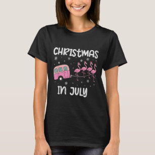 Kerstmis In Juli Flamingo Trailer Zomer Kerst Cam T-shirt