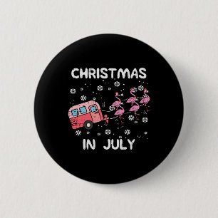 Kerstmis In Juli Flamingo Trailer Zomer Xmas Cam Ronde Button 5,7 Cm