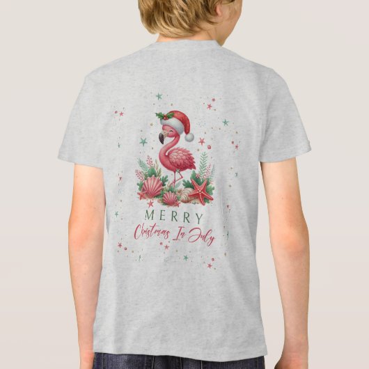 Kerstmis in juli Flamingo Tri-Blend Shirt (Achterkant)