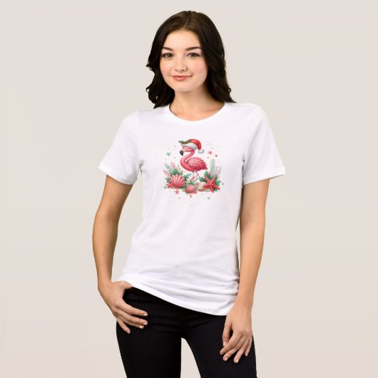 Kerstmis in juli Flamingo Tri-Blend Shirt (Voorkant volledig)